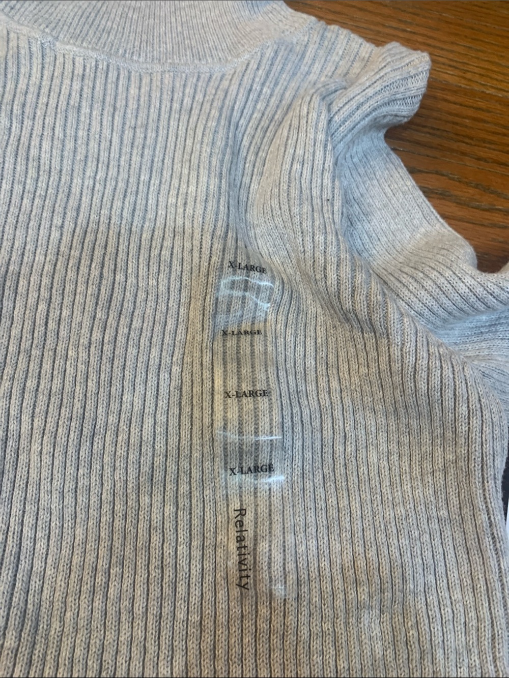 Relativity Light Gray Ribbed Turtleneck Tunic - Picture 3 of 6